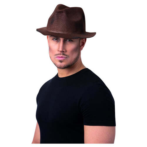 Brown Serial Killer Worn-Look Trilby Hat