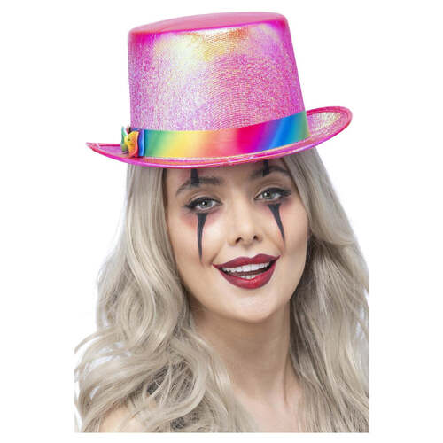 Pearlised Pink Clown Top Hat