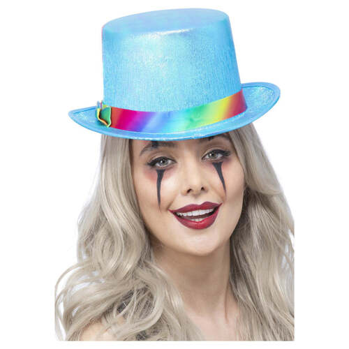 Pearlised Blue Clown Top Hat