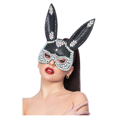 Fever Black Jewel Sequin Rabbit Mask