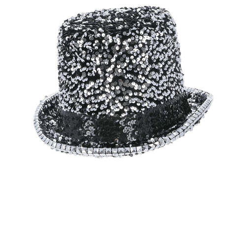 Silver Fever Deluxe Felt & Sequin Top Hat