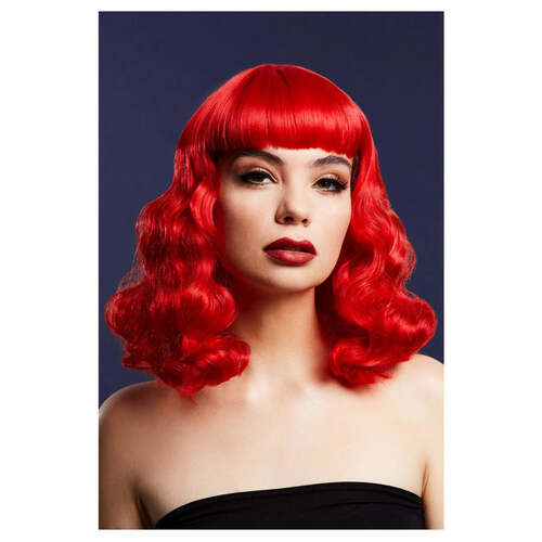 Fever Red Bettie Wig with Short Fringe