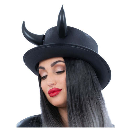 Fever Deluxe Black Devil Metallic Top Hat
