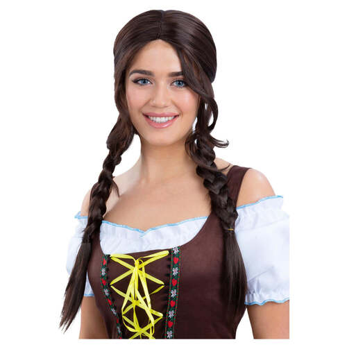 Brown Bavarian Maid Braided Wig