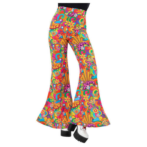 Ladies Rainbow Peace Flared Trousers