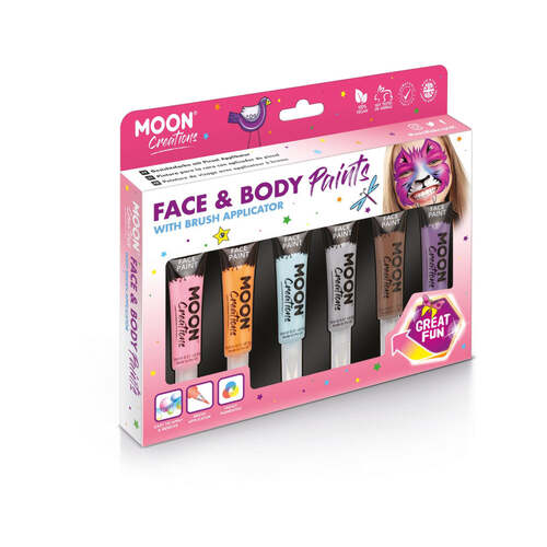 Moon Creations Face & Body Paints with Brush Applicator Adventure Boxset