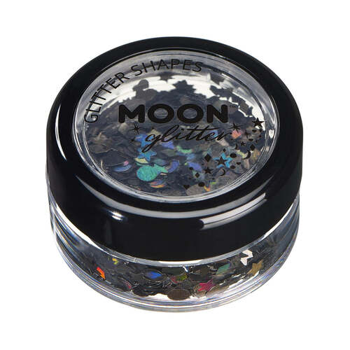 Moon Glitter Holographic Glitter Shapes Black