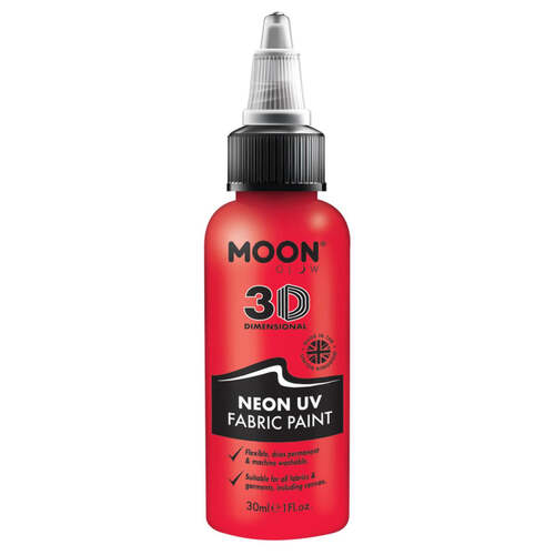 Moon Glow Neon UV Intense Fabric Paint Red 30ml