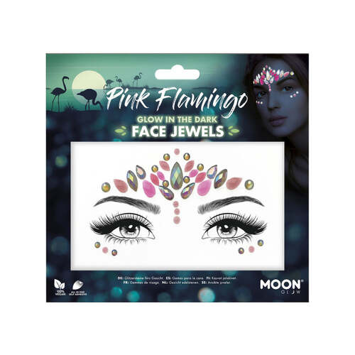 Moon Glow Face Jewels Glow In The Dark Pink Flamingo