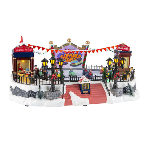 LED Musical Bumper Car Scene - 40cm Christmas Village Display