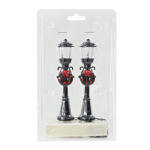 Mini Christmas Lamp Posts with Wreaths - LED Lighted Holiday Décor 2 Pack