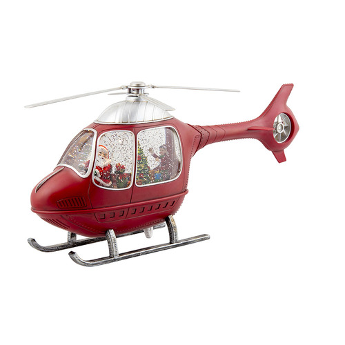 Santa in Helicopter Christmas Decoration Light-Up & Musical USB