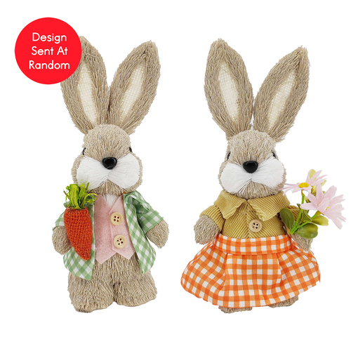 Sisal Dressed Boy/girl Bunny 21cm Assorted