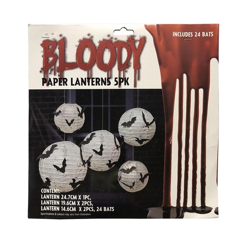 Bat Paper Lanterns 5 Pack