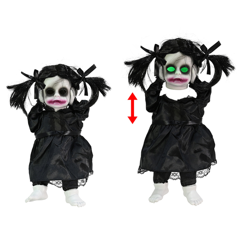 27cm Animated Possessed Doll ?û Creepy Halloween Prop with Light-Up Eyes