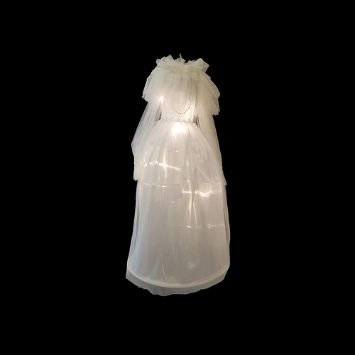 1m Animated Hanging Bride Dress ?û Light-Up Halloween Prop with Sound & Motion