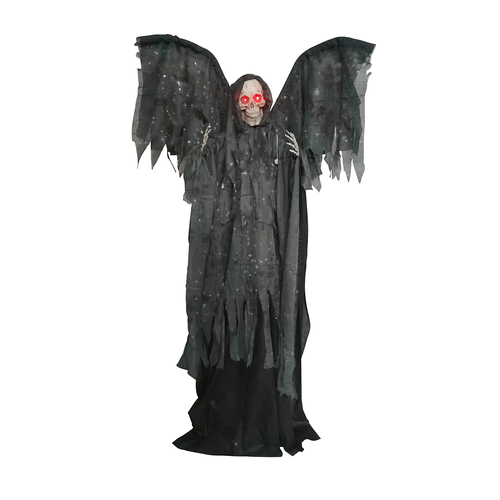 1.95m Animated Winged Reaper - Battery Operated Halloween Grim Reaper Prop