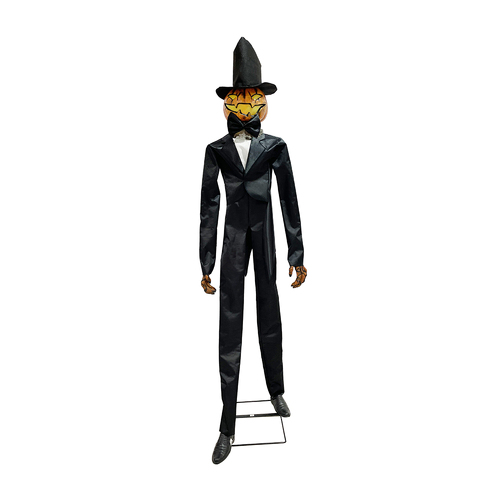 2.4m Animated Gentleman Pumpkin ?û Halloween Prop with Singing, Moving Body & Light-Up Head