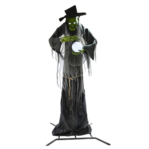 3m Animated Witch with Infrared Sensor ?û Halloween Prop with Light-Up Eyes & Moving Hand