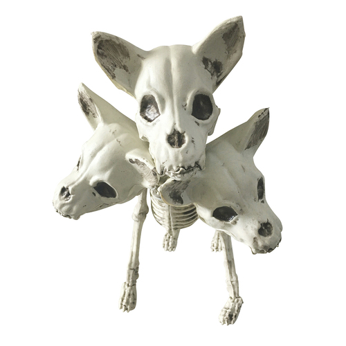 Three-Headed Dog Skeleton 23cm - Halloween Prop for Spooky Indoor & Outdoor Decor