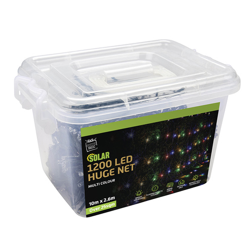 1200 LED Huge Solar Net Lights - Multi Colour, 10m x 2.6m