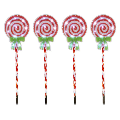 4-Pack LED Lollipop Path Lights - 74cm Festive Outdoor Decor