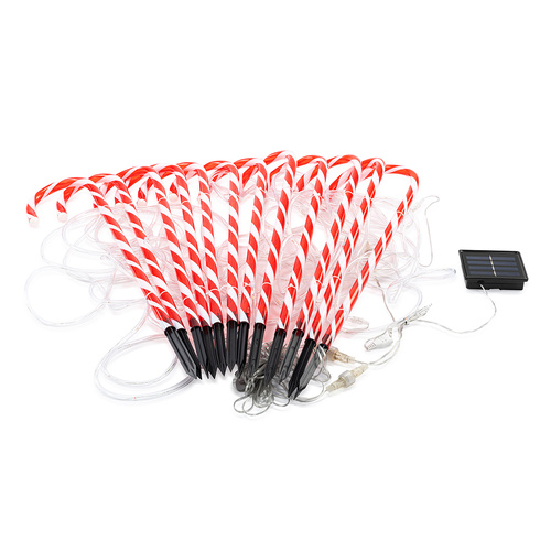 Solar LED Candy Cane Fence Stakes 12 Pack