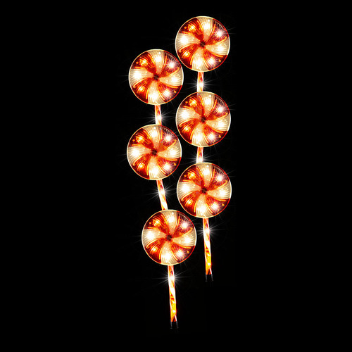 Jumbo Lollipop Path Lights Flashing Red & White Outdoor Christmas Decoration 6 Pack