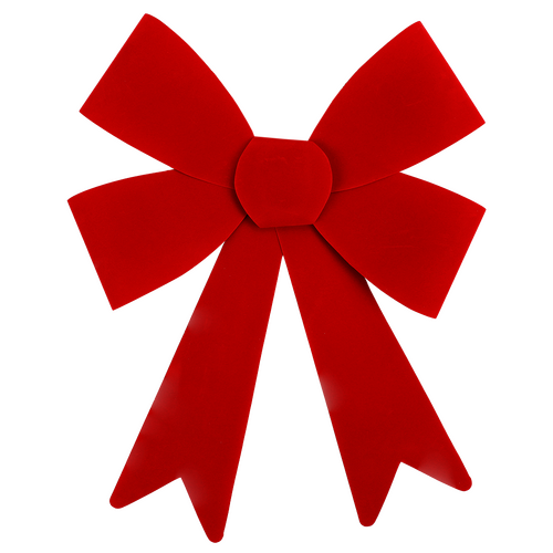 Large Red Flocked Christmas Bow - 38cm x 58cm