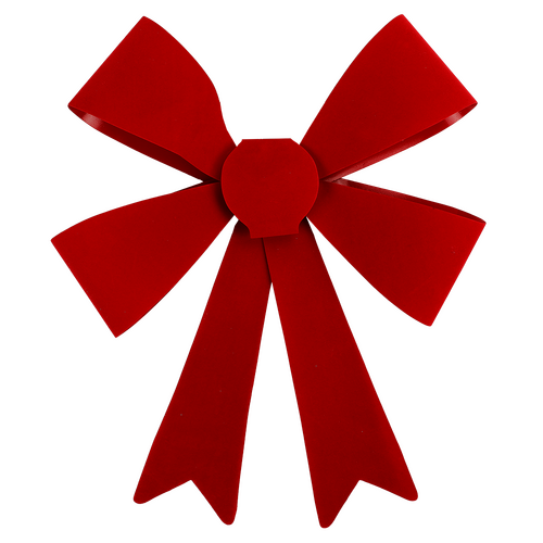 Extra Large Red Flocked Christmas Bow - 50cm x 63cm