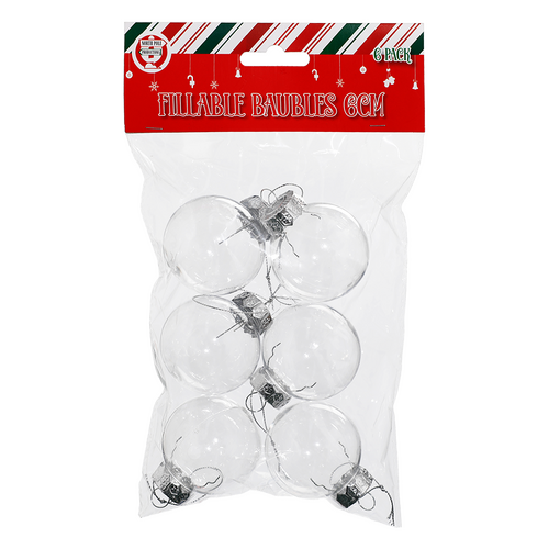 Fillable Baubles 6cm 6 Pack