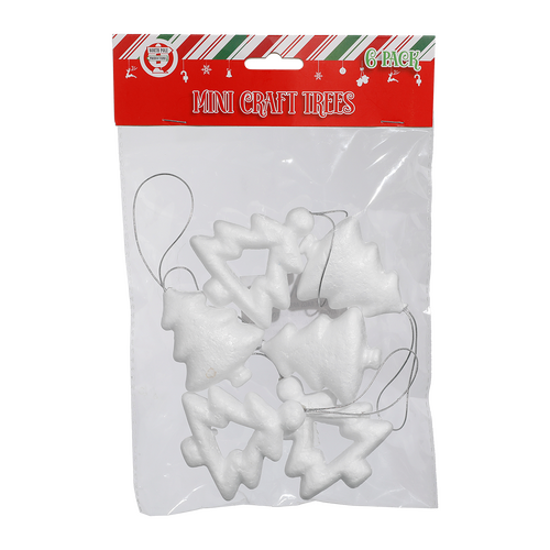 Mini Craft Trees 6 Pack - White Styrofoam Christmas Ornaments