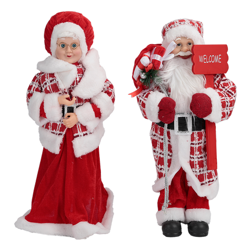 Santa & Mrs. Claus Christmas Figurine Set - Welcome Display