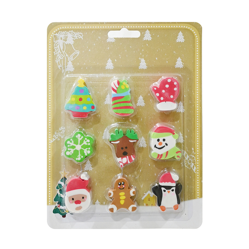 Christmas Erasers - Festive Shapes 9 Pack